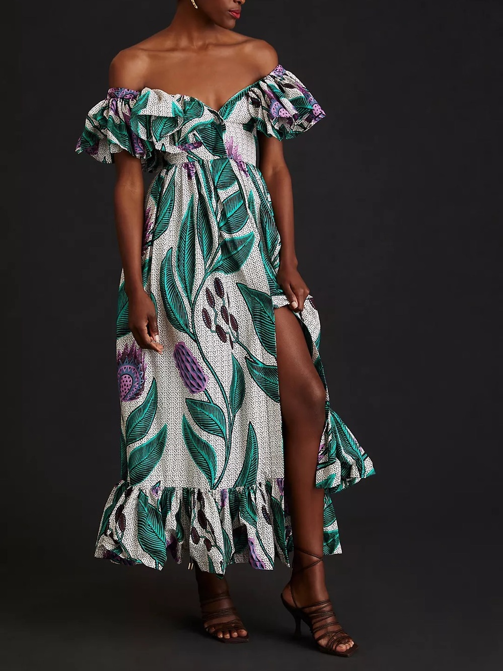 SIKA Off-The-Shoulder Printed Floral Maxi Dress Size 6